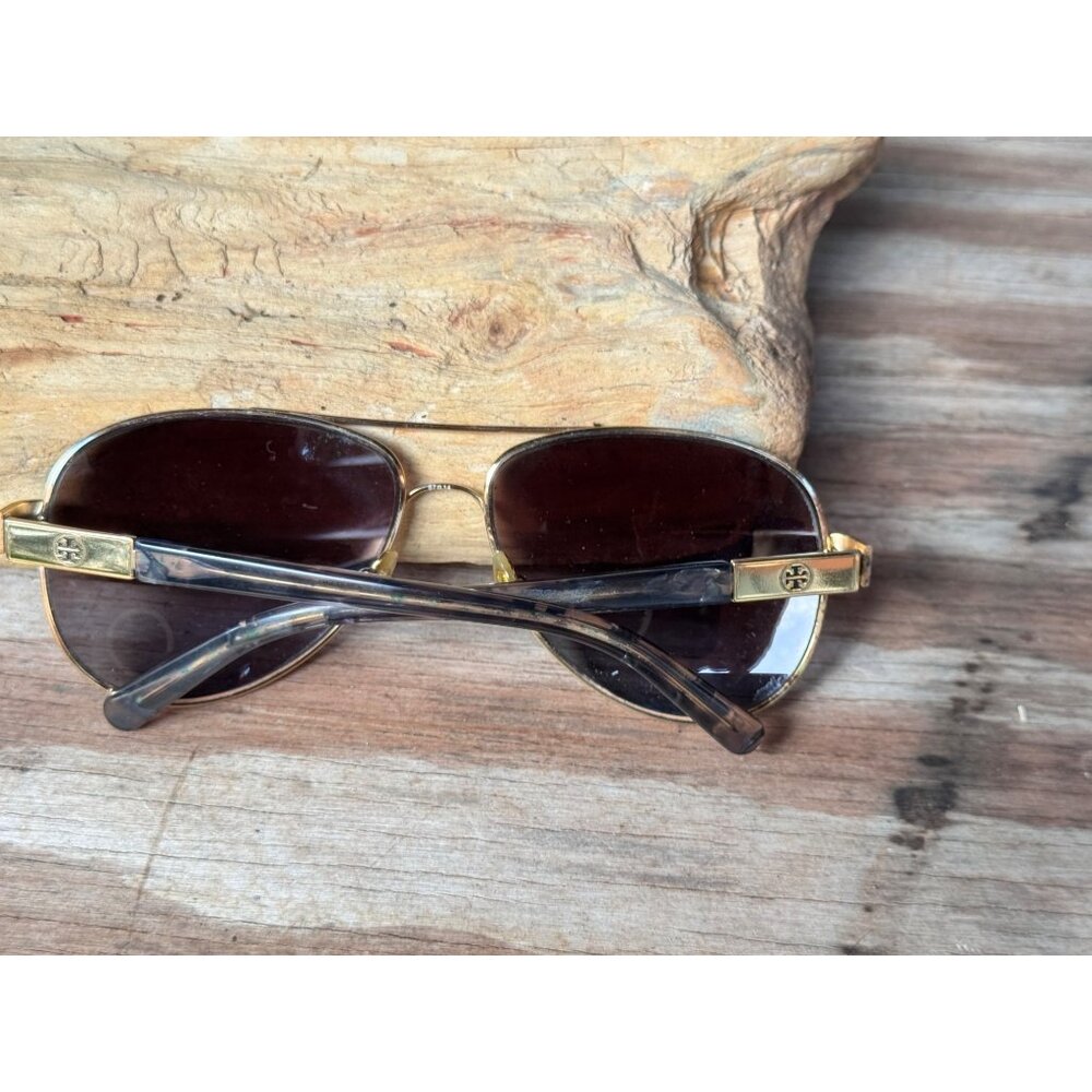 Tory Burch TY6010 1402/1E Gold Polarized Aviator Sunglasses Brown Gradient 58mm - Picture 12 of 16